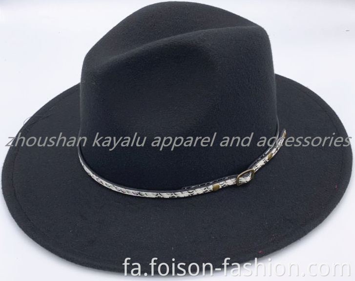 کلاه نمدی مشکی زنانه سبک جدید، کلاه پلی استر 5 را نهایی می کند New Style Black Ladies Felt Cap Finalize The Cap Polyester5